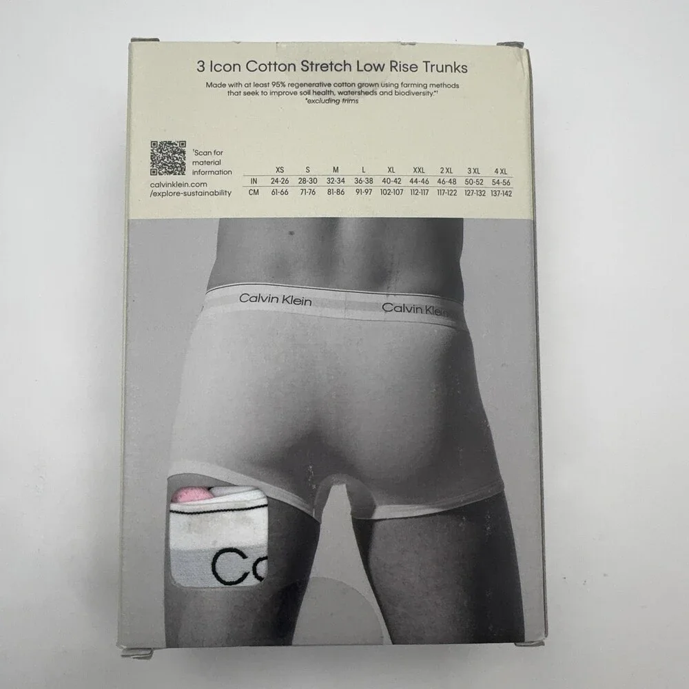 Calvin Klein Icon Cotton Low Rise Trunk Boxer Briefs Mens XL Multicolor 3 Pack